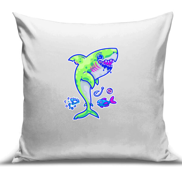 The Lime Green Shark with a Motive - Cushion Cover - 100% Linen Thumbnail