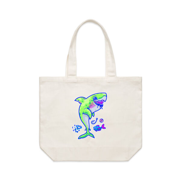 The Lime Green Shark with a Motive - AS Colour Shoulder Tote Bag Thumbnail