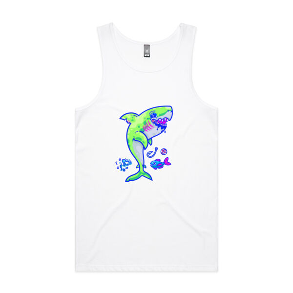 The Lime Green Shark with a Motive - AS Colour - Men's Lowdown Singlet Thumbnail