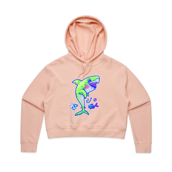The Lime Green Shark with a Motive - AS Colour - Women's Crop Hood Thumbnail