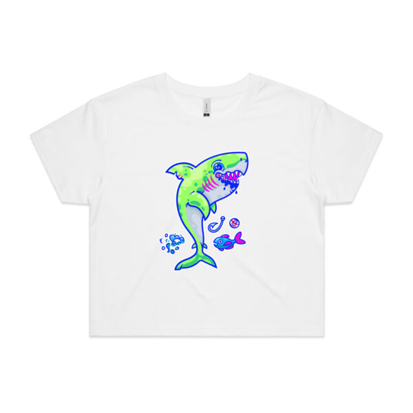 The Lime Green Shark with a Motive - AS Colour - Women's Crop Tee Thumbnail