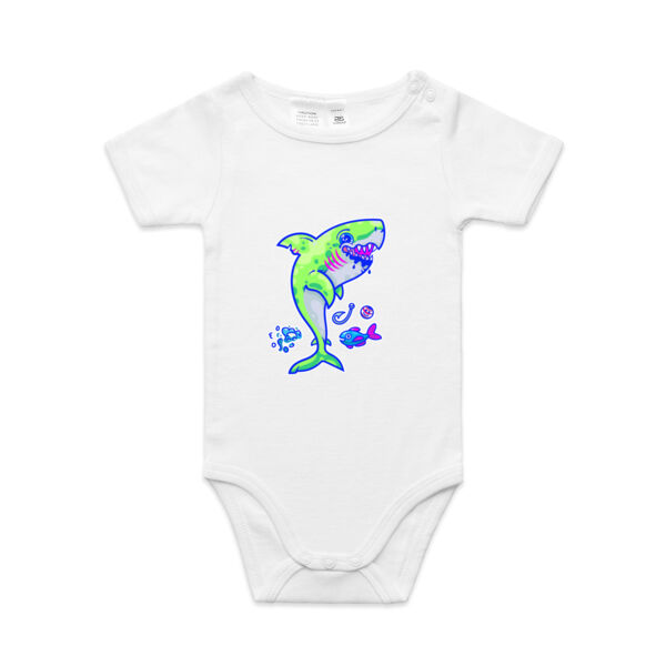 The Lime Green Shark with a Motive - AS Colour - Organic Baby 'Mini-me' Onesie Romper Thumbnail