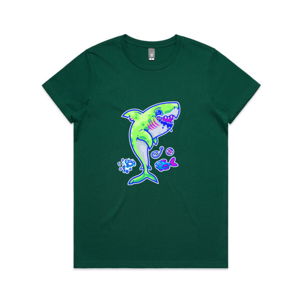 The Lime Green Shark with a Motive - AS Colour - Women's Maple Tee Thumbnail