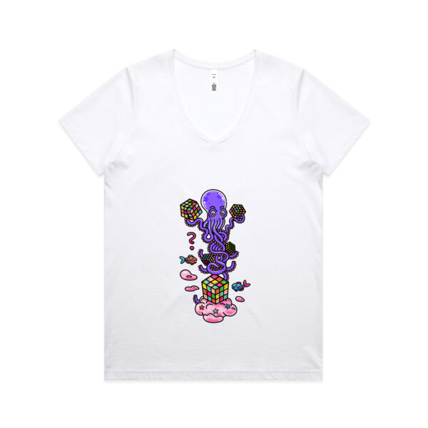 Octo Cube Solver - Version 3 - AS Colour - Women's Maple V Neck Tee Thumbnail