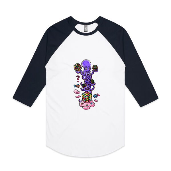 Octo Cube Solver - Version 3 - AS Colour - 3/4 Raglan Baseball Sleeve Tee Thumbnail