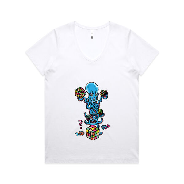 Octo Cube Solver - Version 4 - AS Colour - Women's Maple V Neck Tee Thumbnail