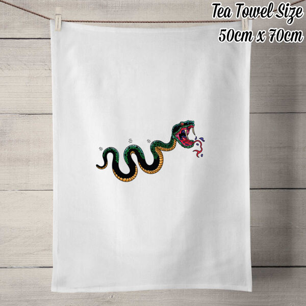 Snake Venom - 100% Linen Tea Towel - Off White Thumbnail
